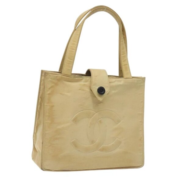 CHANEL Tote Bag Nylon Beige Gold CC - Picture 1 of 16